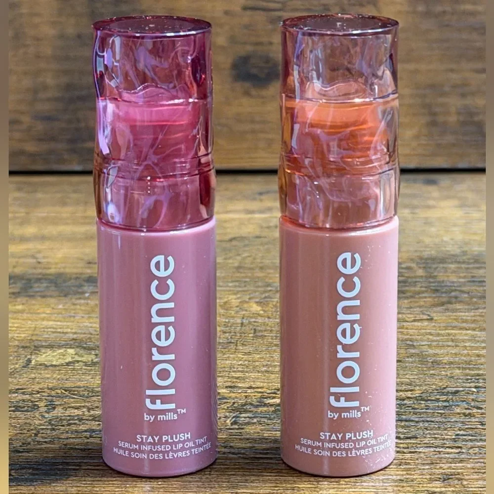 Florence by Mills Stay Plush Lip Oil Duo Coconut Colada + Bahama Mama NEW